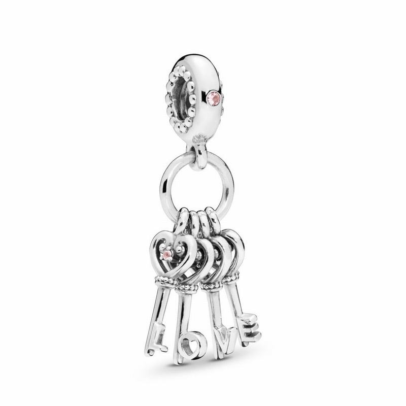 Pandora Keys Of Love Dangle Charm Europe - Sterling Silver/Multicolor/Mixed Stones/Cubic Zirconia -